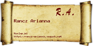 Rancz Arianna névjegykártya